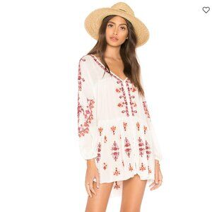 Free People Arianna Embroidered Tunic Dress / Cover-up White - XS